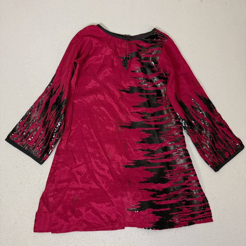 BeenTrill DryCleanOnly Red Sequin Tunic Dress Size 8 Long Sleeve Statement
